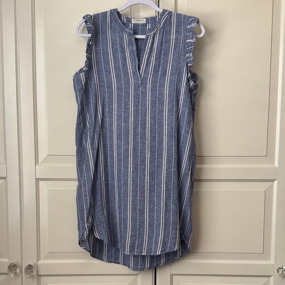 Sleeveless Blue Stripe Tunic Dress